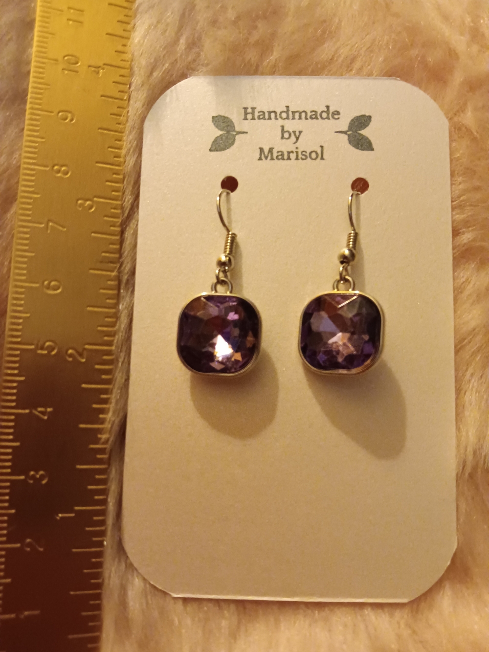 Purple Crystal Drop Earrings